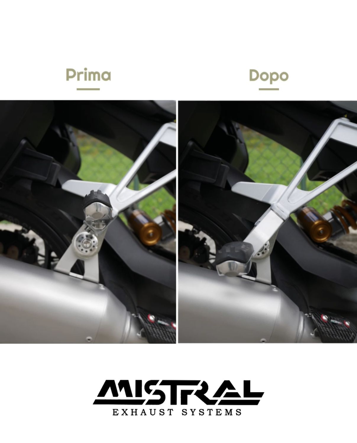 Mistral passenger foot peg extenders (black) for V100 Mandello