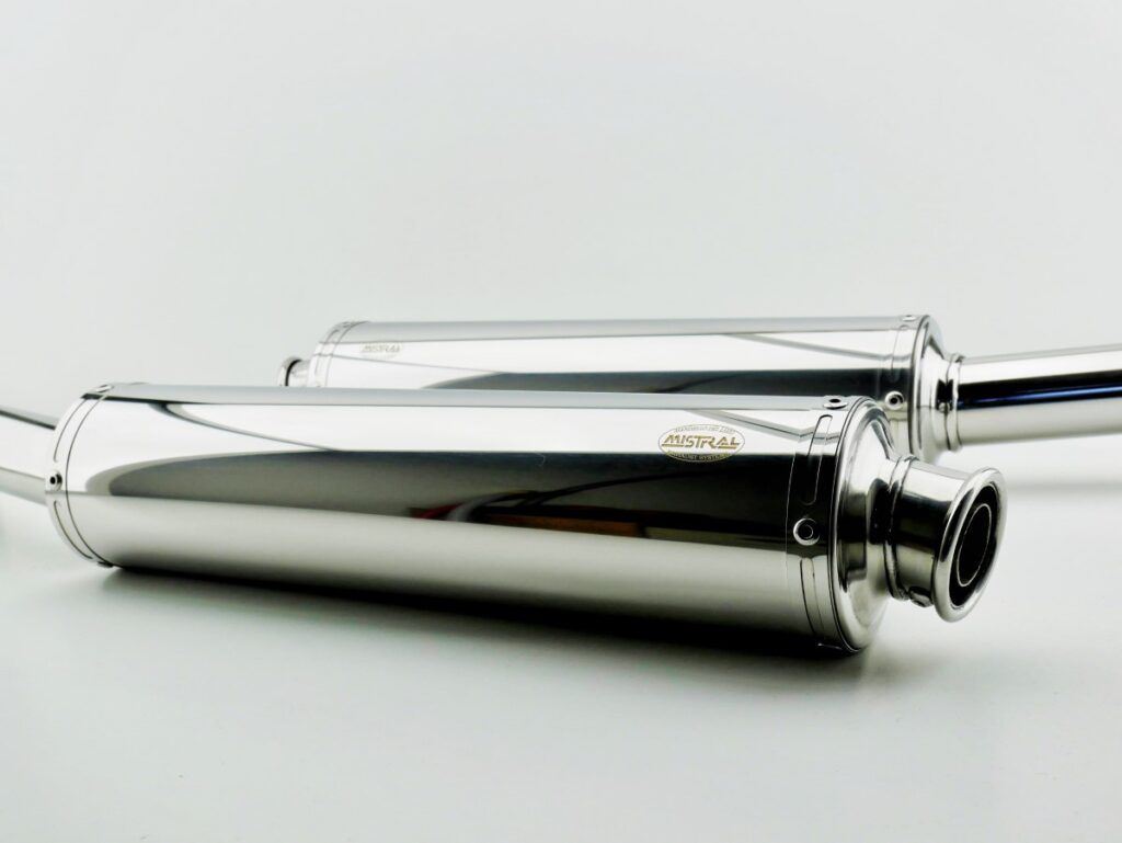 Mistral POLISHED round exhaust for LeMans 3 and 1000 (4 & 5) Mistral POLISHED round exhaust for LeMans 3 and 1000 (4 & 5)